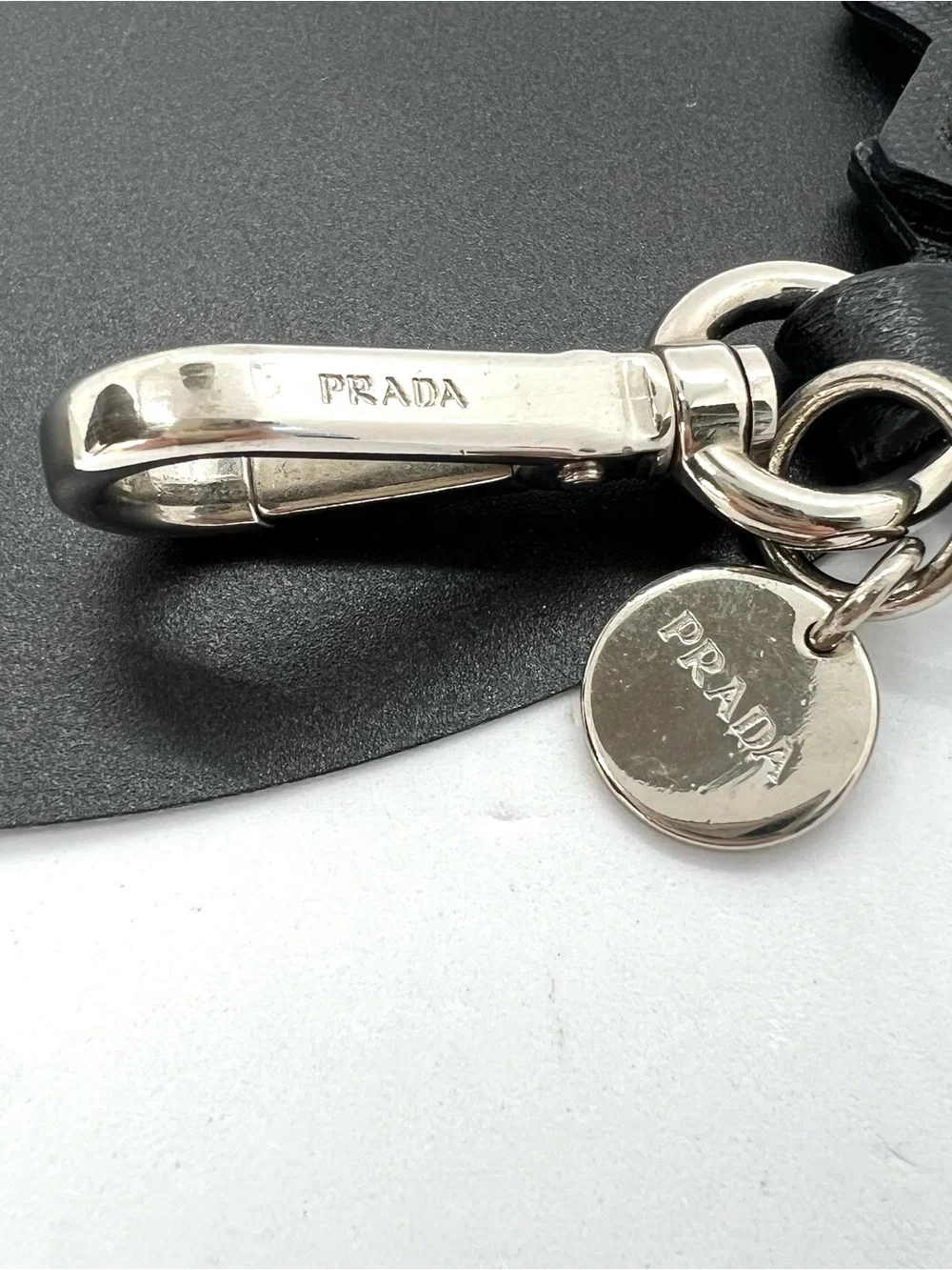 Prada Edward Robot Trick Black Saffiano Leather Keychain Bag Charm